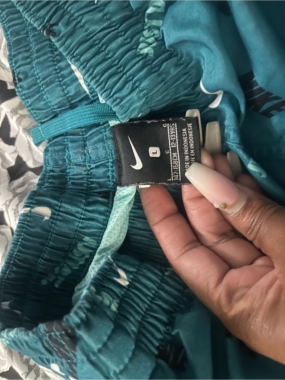 Nike Teal Green Boys' Swim Trunks with White Swoosh